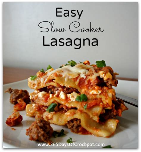 Recipe for Easiest Ever Slow Cooker Lasagna   365 Days of  