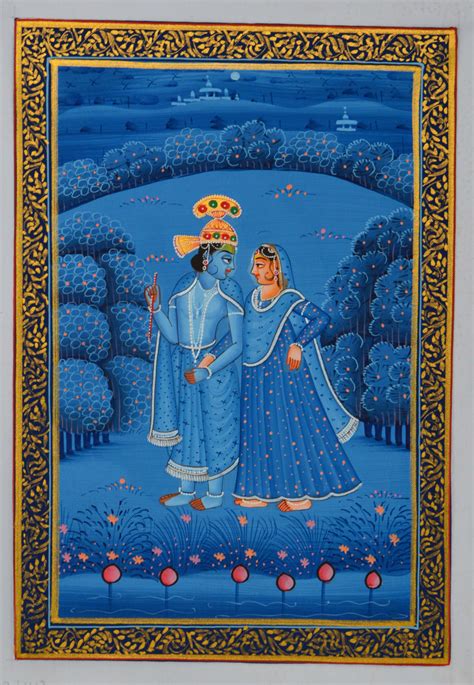 Radha Krishna Original Art Silk Painting - eCraftIndia Online