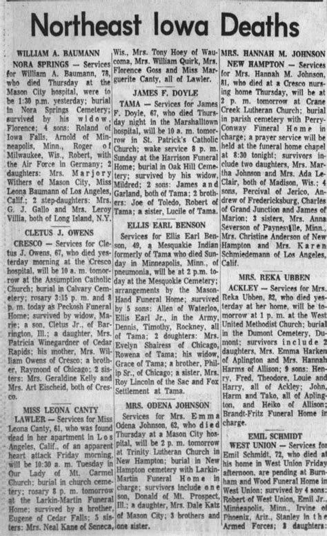Death Announcement, Miss Leona Canty, The Courier (Waterloo, Iowa) 25 ...