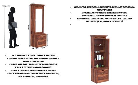 WOODTREND Sheesham Solid Wood Wooden Dressing Table for Bedroom with 1 ...