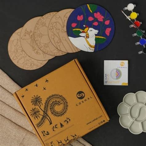 COSHAL Indian Ethnic Art Pichwai Painting Kit, Coaster DIY Craft Kit ...