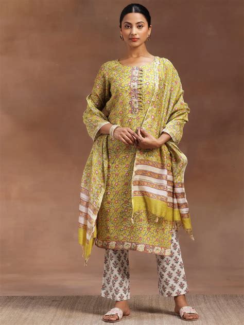 Buy Yellow Printed Cotton Straight Suit With Dupatta Online at Rs.949 ...