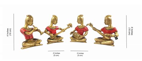 Brass Musical Ladies Gemstone Showpieces - Set of 4