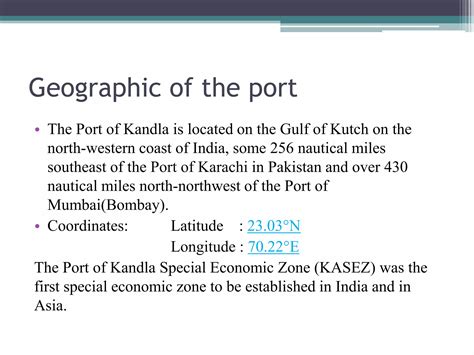 An overview to Kandla port | PPTX - longitude of mumbai