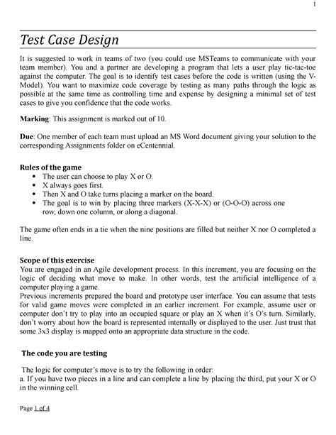 A4-Test Case Spec - sdad - Test Case Design It is suggested to work in ...