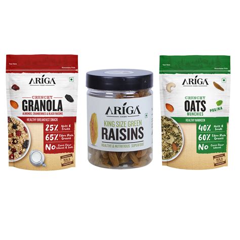 Crunchy Granola Combo Pack | Oats, Raisins & Almonds – Ariga Foods
