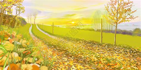 秋天被风吹散的树叶插画图片下载-正版图片401622735-摄图网