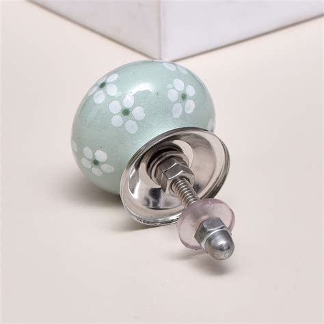 Sage Green Tiny Flower Ceramic Drawer Knob Online