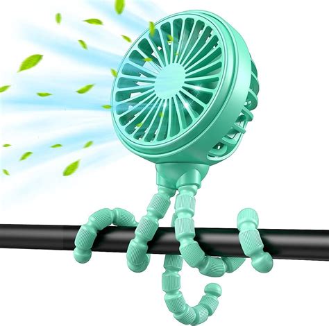 GUSGU Stroller Fan Clip on for Baby, Charging Block Included (Green ...