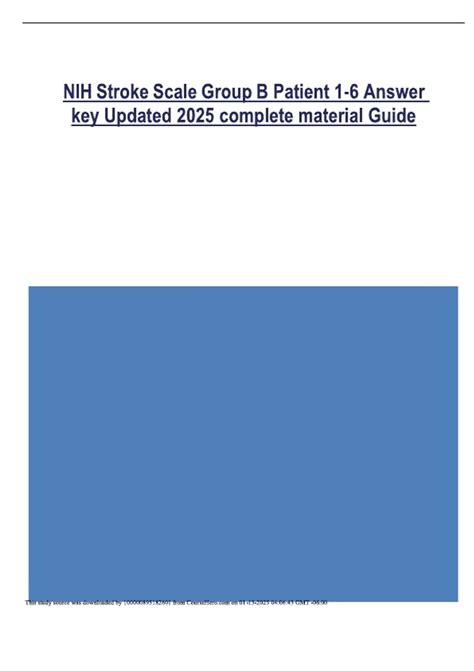 NIH Stroke Scale Group B Patient 1-6 Answer key Updated 2025 complete ...