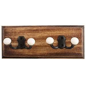 IndianShelf Handmade Wooden Double Loop Wall Mounted Hooks Coat Keys ...