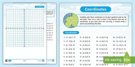 Plotting Coordinates in all Four Quadrants Worksheet