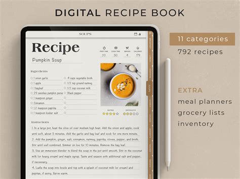 Digital Recipe Book for Goodnotes | Meal Planner Template