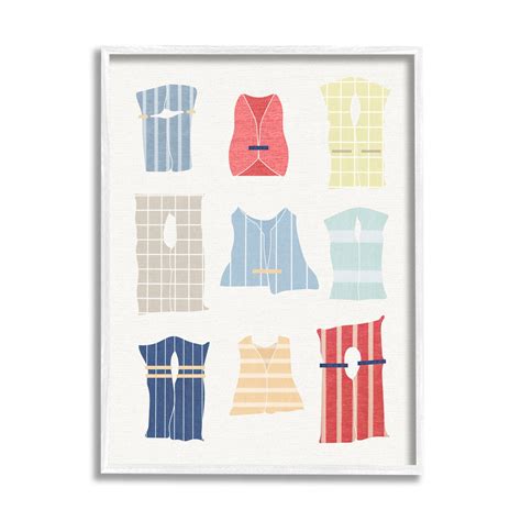 Stupell Industries Modern Life Jackets Black Framed Giclee Art, Size ...