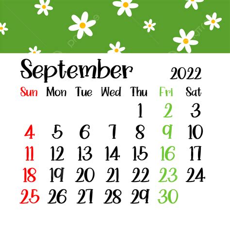 Cute September Calendar 2022