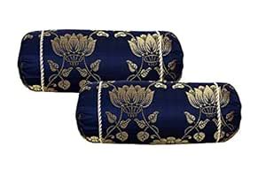 Buy Milan Polycotton 500 TC Bolster Cover (17"X32"_Gold;Deep Blue And ...
