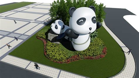 现代熊猫雕塑模型+免费3D模型下载+免费SU模型下载+炫云云模型网站