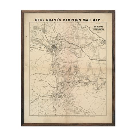 Virginia Civil War Battlefield Map Print | General Grant Campaign ...
