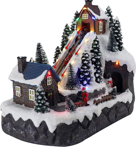 Buy Christmas Village Sledding Down Hill Animated Pre-Lit Musical ...