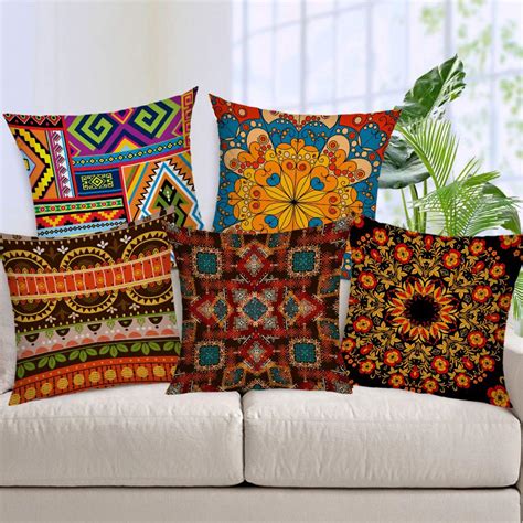 Buy AEROHAVEN Jute 150 TC Cushion Cover, 16 x 16 Inch, Multicolour, 5 ...
