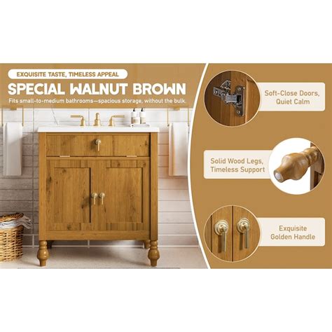 Christopher Knight Home Hampton 30-Inch Walnut Bathroom Vanity ...