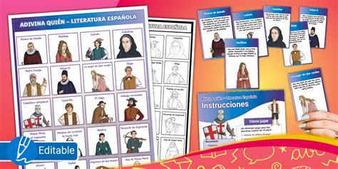 Juego de cartas: Adivina quién - Personajes de la literatura española