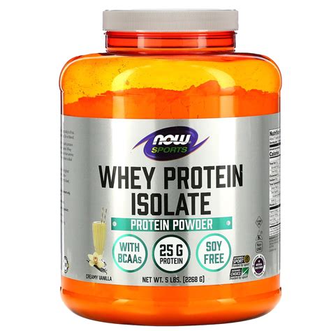 Sports, Whey Protein Isolate, Creamy Vanilla, 5 lbs. (2268 g), NOW ...
