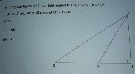 In the given figure ABC is a right angled triangle with angle-B=90°. If ...