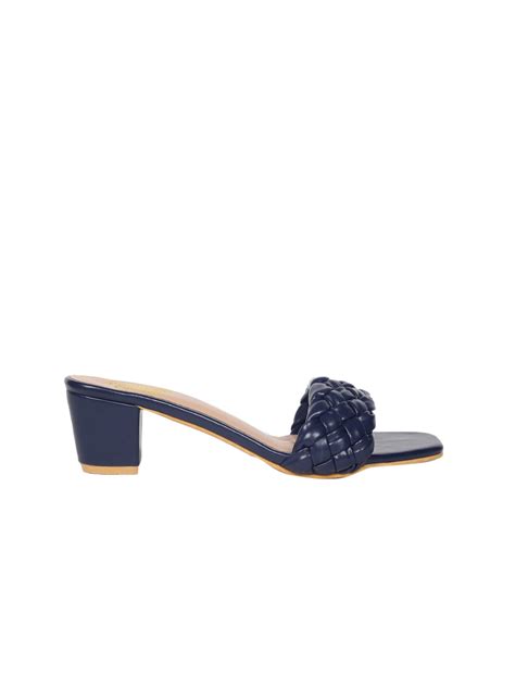 Navy Blue Open-Toe Opale Block Heels For Women – Monrow Shoes