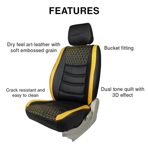 Glory Prism Art Leather Car Seat Cover Black and Yellow For Mahindra S ...