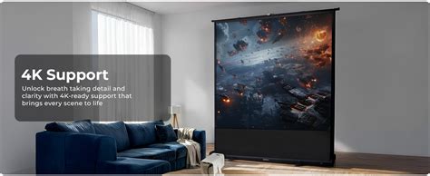 Zebronics Floor Rising Projector Screen, 250 cm (98.5 Inch), 4K Support ...