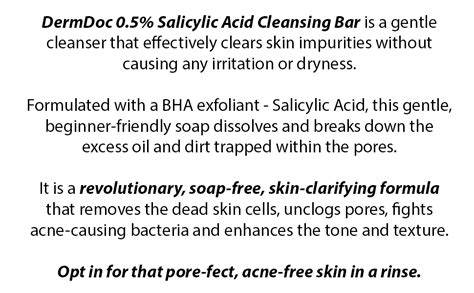 Buy DermDoc 0.5% Salicylic Acid Cleansing Bar | 75 g (Pack of 2) | ph 5 ...