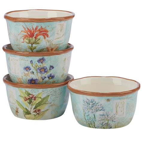 Certified International Herb Blossoms Ice Cream Bowls (Set of 4 ...