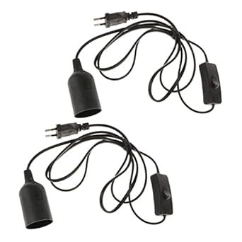 Pack 2PCS E27 Hanging Pendant Light Lamp Bulb Socket Cord EU Plug ...
