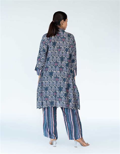 Navy Blue Coord Mughal Boota Set – MEGHNA PANCHMATIA