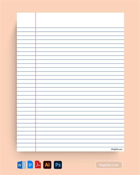 College Ruled Lined Paper Template