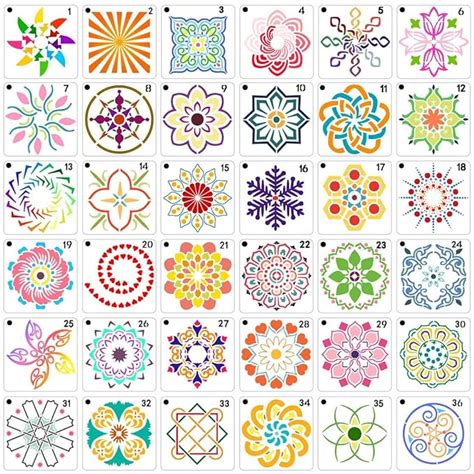 Ivana's 36 PCS Mandala Stencils Mandala Dot Painting Stencils Templates ...