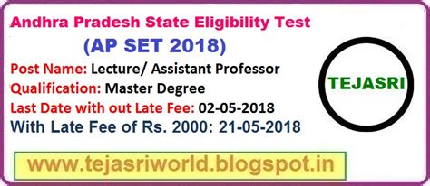Andhra Pradesh State Eligibility Test (AP SET 2018)