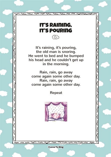 It's Raining It's Pouring Nursery Rhyme Printable - Printable Templates