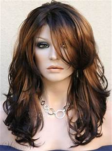 Layered Back Hairstyles by Layered Wavy Side Swept Fringes Hairstyle Synthetic Layered Back Hairstyles