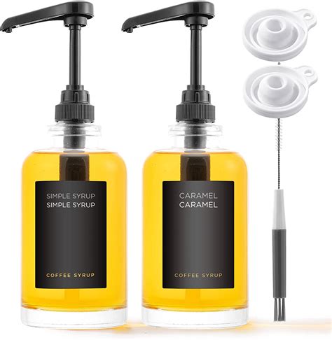 Amazon.com: Joyfulmap 2 Coffee Syrup Dispenser, Clear Glass Bottles ...
