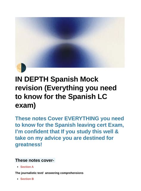 IN DEPTH Spanish Mock revision (Everything you need to know for the Sp ...