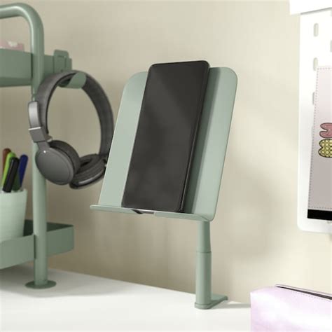 RELATERA phone/tablet holder, with clamp/light grey-green - IKEA