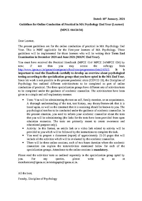 Online Practical Guidelines for MPCE 014,024,034 (MAPC) - masters in ...
