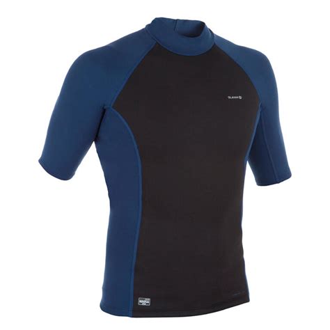 Men's Surfing Neoprene thermal UV Rash Guard Short Sleeve - Black