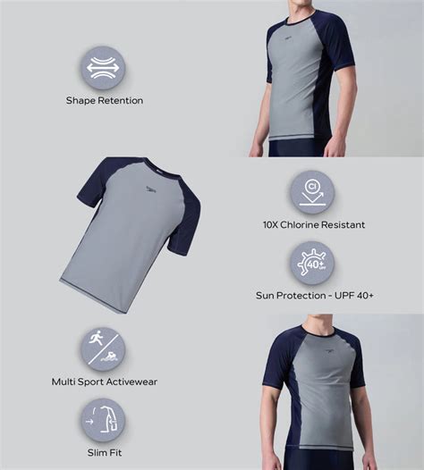 Buy Speedo Men's Enduraflex Short Sleeve Suntop - Coin Grey & True Navy ...