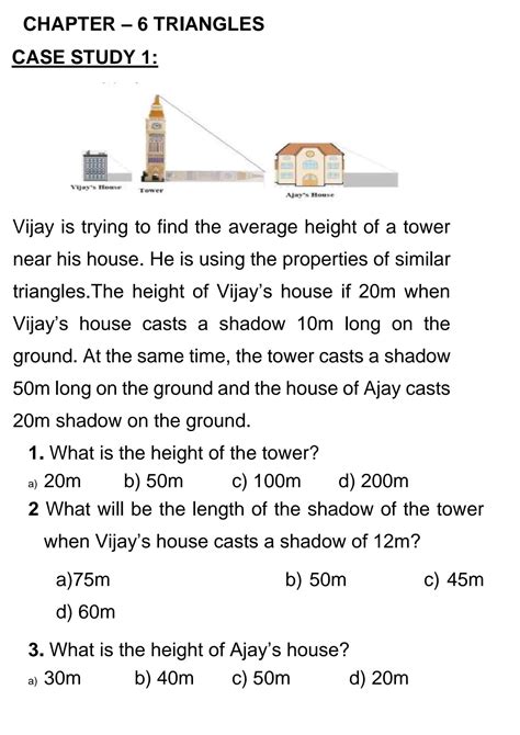 Image result for Class 10th Triangles Case Study Questions
