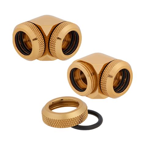 Buy CORSAIR Hydro X Series XF Hardline 90° 14mm OD Fitting Twin Pack (Gold)