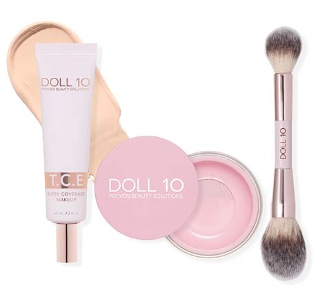 Doll 10 Super-Size TCE Foundation, Pink Powder,and Brush 3pc Set - QVC.com