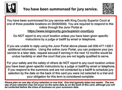 Jury duty notices - King County, Washington